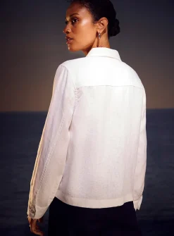 Patch pockets pure linen jacket