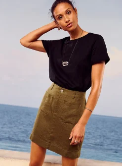 Patch pockets pure linen skort