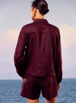 Patch pockets pure linen jacket