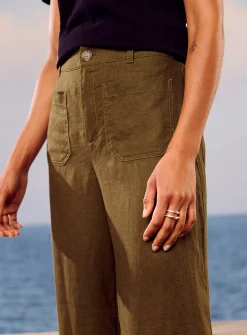Patch pockets pure linen pant