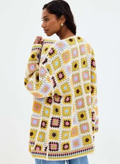 Patchwork crochet open cardigan