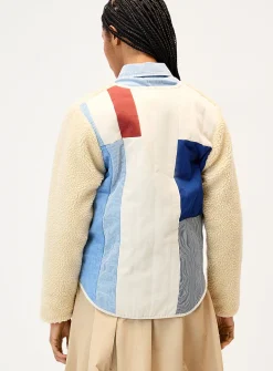 Patchwork high-pile fleece jacket