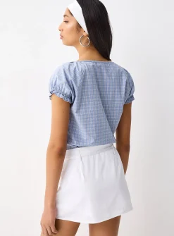 Patterned poplin mini-skort