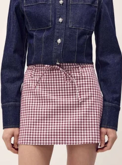 Patterned poplin mini-skort