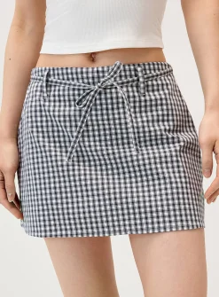 Patterned poplin mini-skort