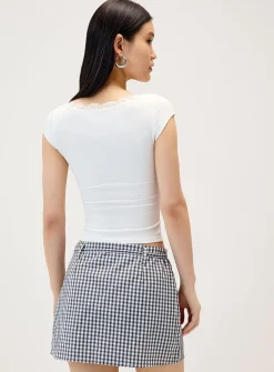 Patterned poplin mini-skort