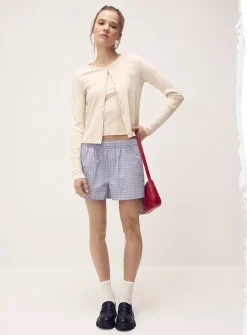 Patterned poplin short