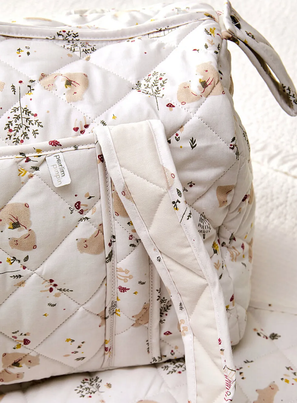 Patterned quilted diaper bag