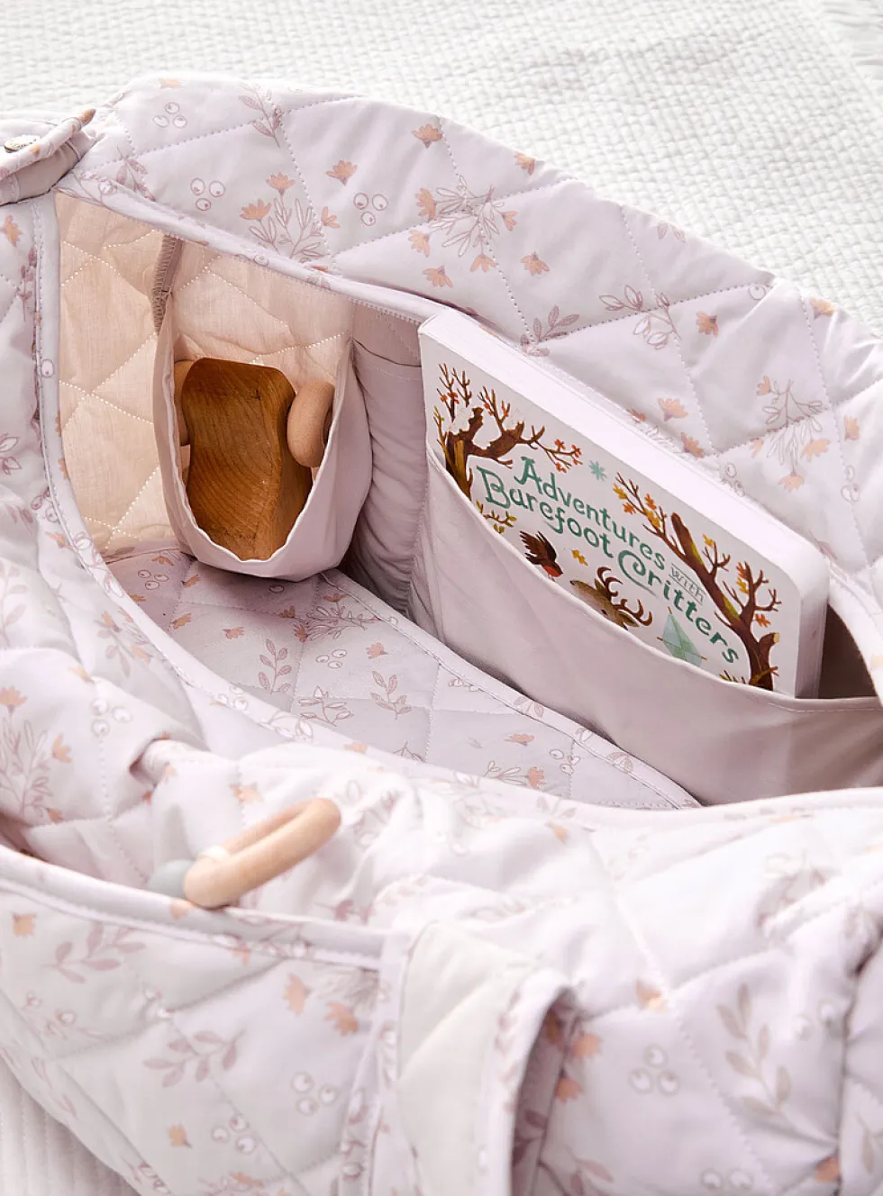 Patterned quilted diaper bag