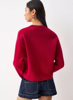 Patterned rolled hem sweater