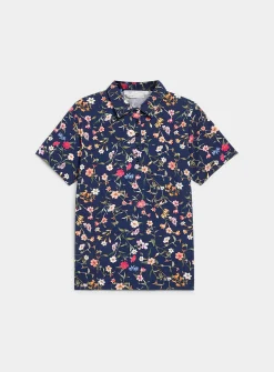 Patterned stretch jersey polo shirt