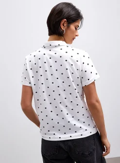 Patterned stretch jersey polo shirt