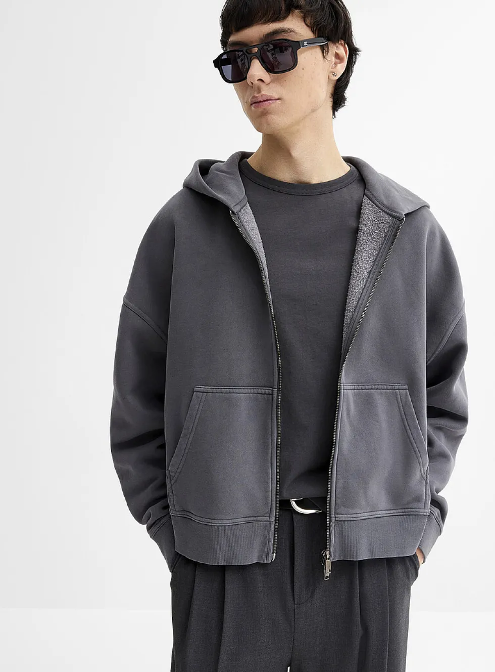 Peachskin cropped zip-up hoodie
