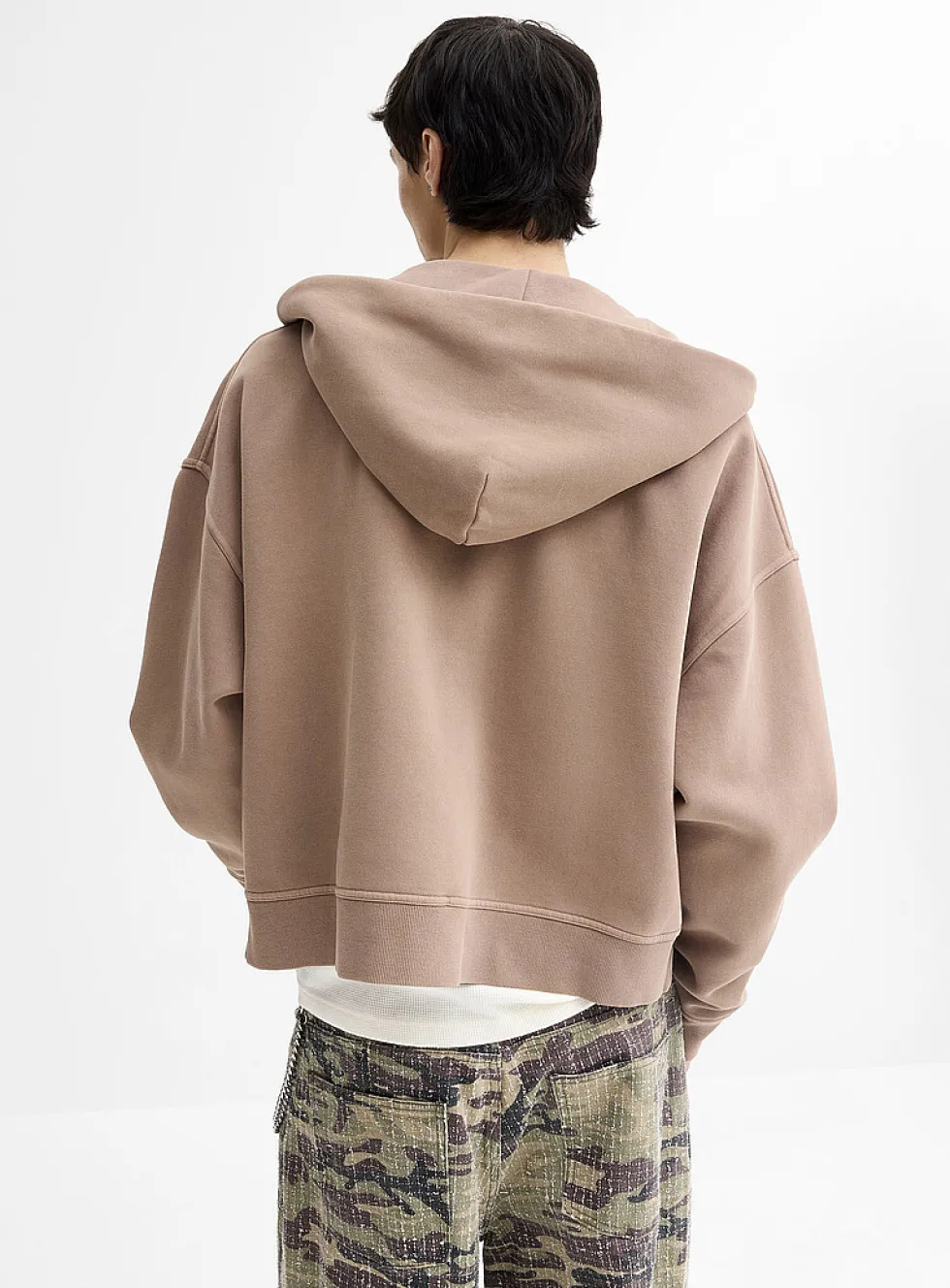 Peachskin cropped zip-up hoodie