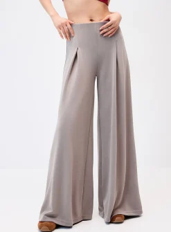 Peach-skin wide-leg pant