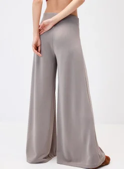 Peach-skin wide-leg pant
