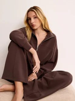 Peachskin-feel straight-leg lounge pant