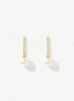 Pearl and bar earrings
