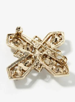Pearl and gemstone cross brooch