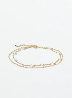Pearl double-row ankle chain