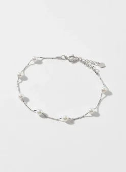 Pearly bead silver bracelet