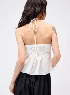 Pearly beads chiffon halter cami
