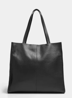 Pebbled leather square tote bag