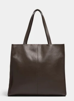 Pebbled leather square tote bag