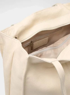 Pebbled leather square tote bag