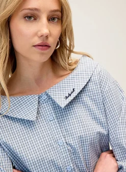 Peplum waist boat-neck shirt