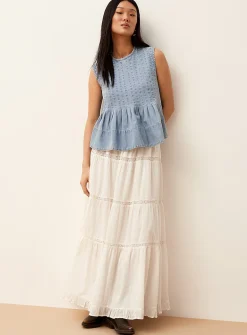 Peplum waist lightweight denim cami
