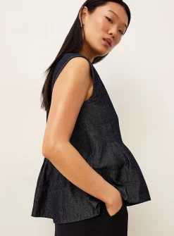 Peplum waist lightweight denim cami