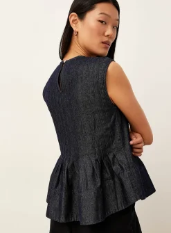 Peplum waist lightweight denim cami