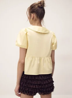 Peplum waist Peter Pan collar blouse