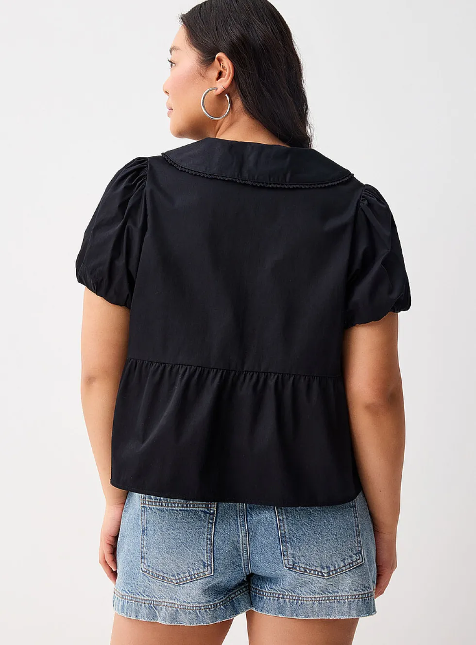 Peplum waist Peter Pan collar blouse