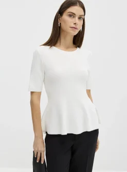 Peplum waist soft knit sweater