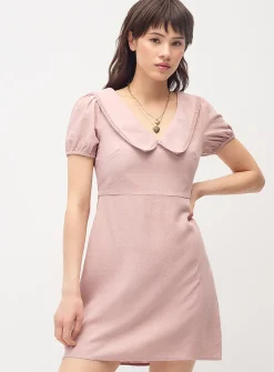 Peter Pan collar linen blend minidress