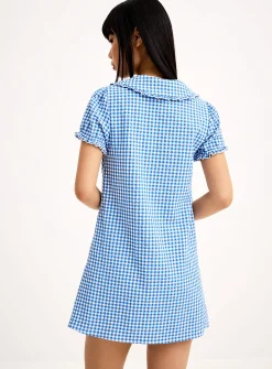 Peter Pan collar seersucker dress