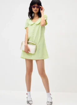 Peter Pan collar seersucker dress