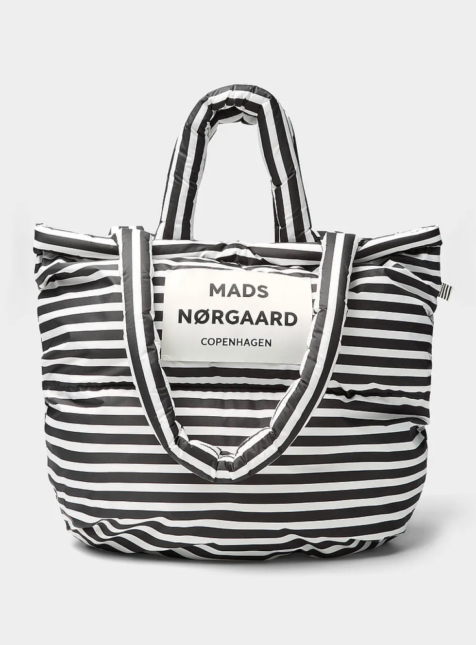 Pillow striped rugged fabric puffy tote bag