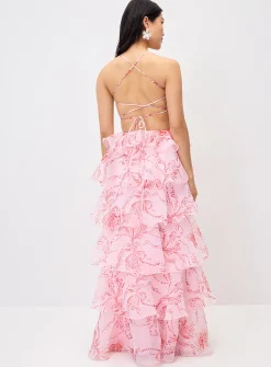 Pink butterfly maxi dress