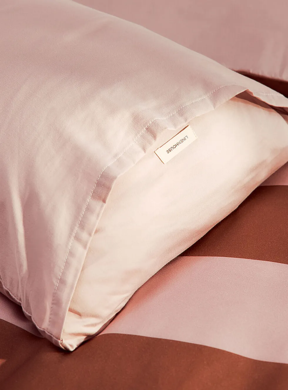 Pink clay rugby stripe duvet cover set