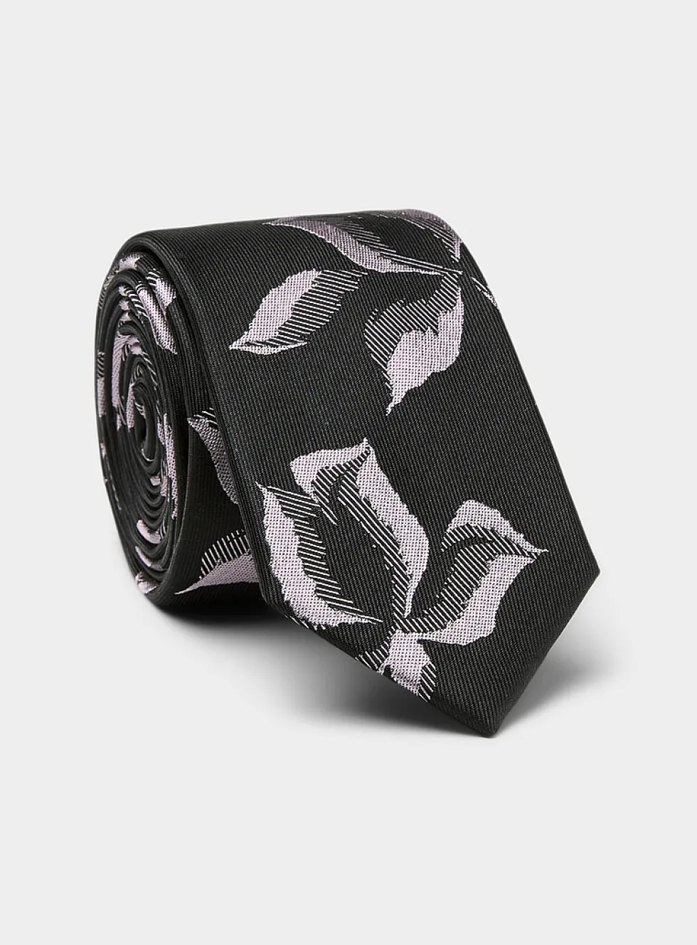 Pink floral jacquard pure silk tie