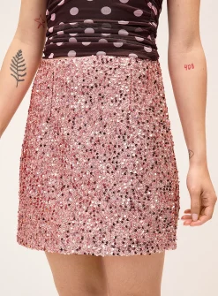 Pink sequins miniskirt