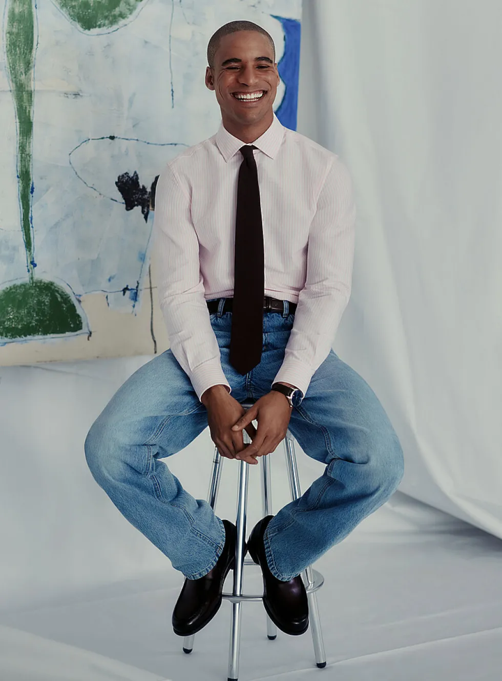 Pink-stripe Oxford shirt