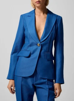 Pintucked linen blazer