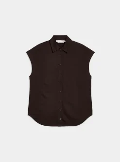 Piqué jersey cap-sleeve shirt