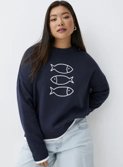 Playful embroidery sweater
