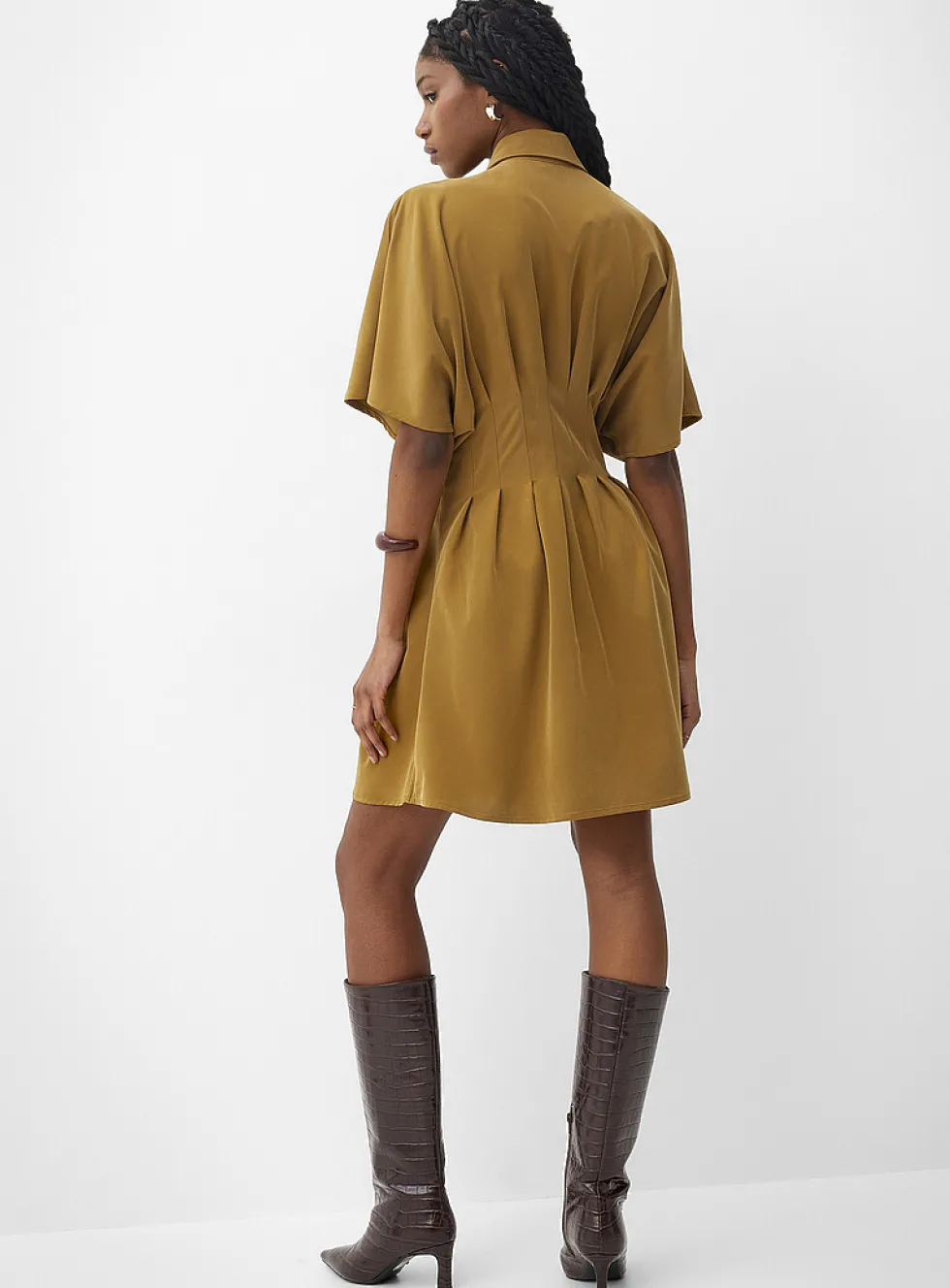 Pleated cinched minidress