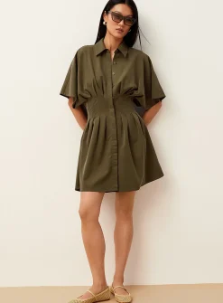 Pleated cinched minidress